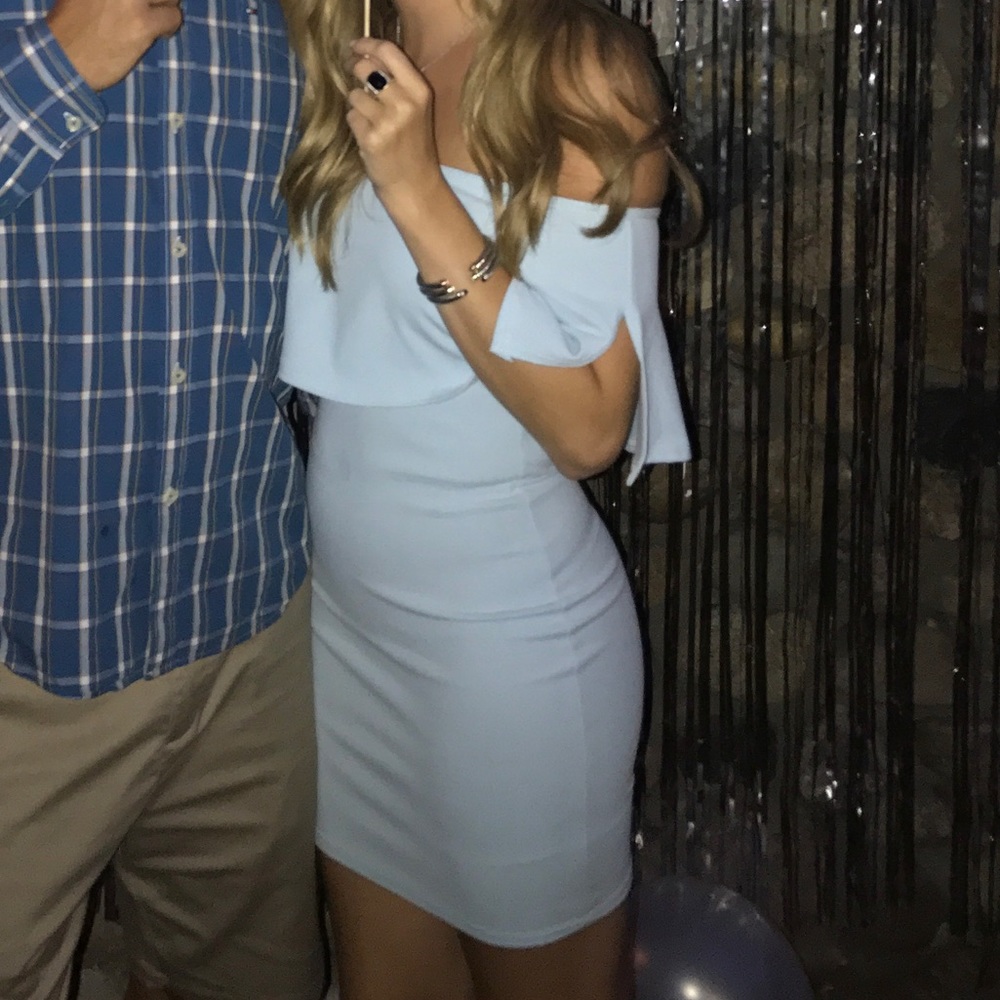 prettylittlething blue dress